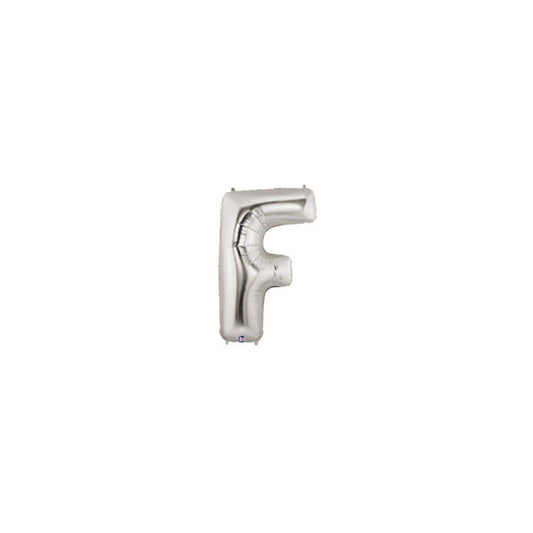 7in SILVER Letter F Megaloon Jr. bag of 5