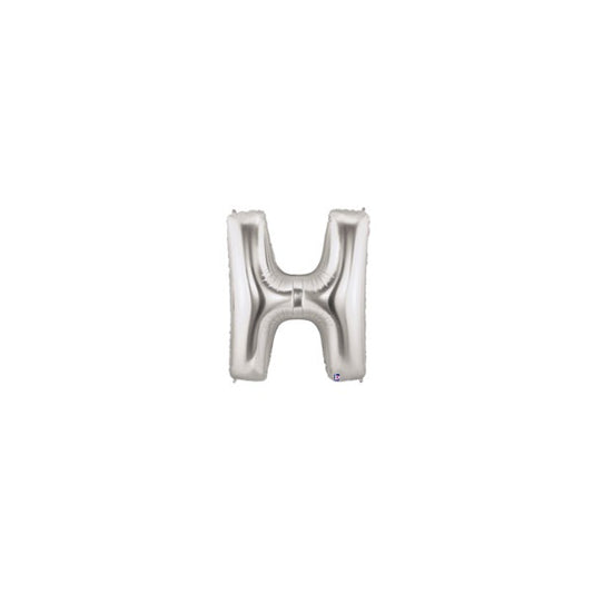 7in SILVER Letter H Megaloon Jr. bag of 5