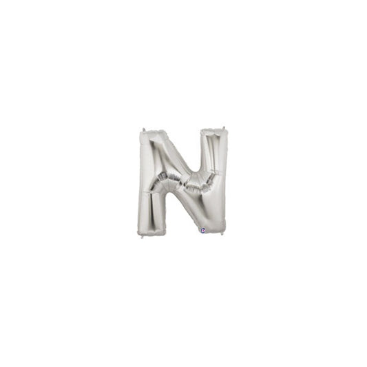 7in SILVER Letter N Megaloon Jr. bag of 5