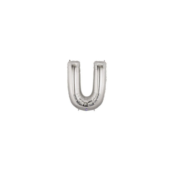 7in SILVER Letter U Megaloon Jr. bag of 5