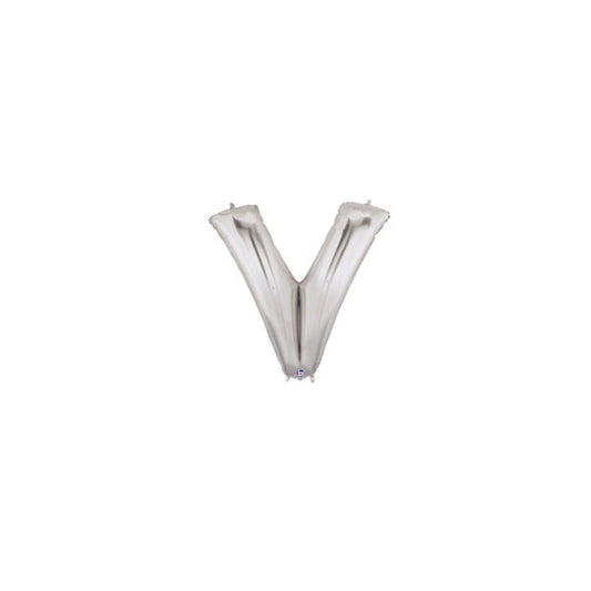 7in SILVER Letter V Megaloon Jr. bag of 5