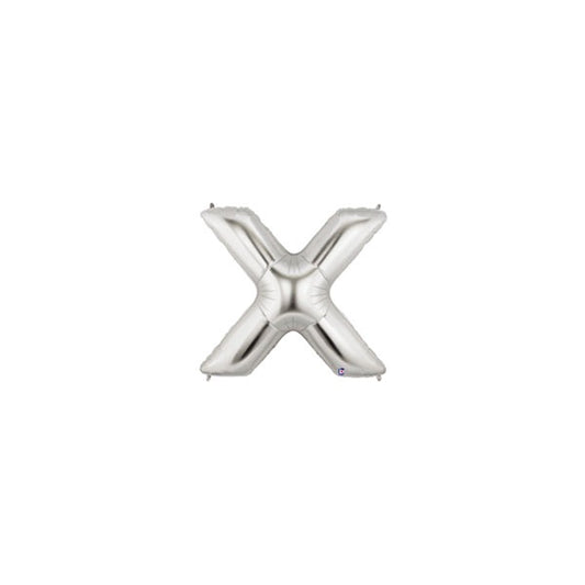 7in SILVER Letter X Megaloon Jr. bag of 5