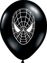 5 inch Qualatex Spider-Man Face on BLACK bag of 100