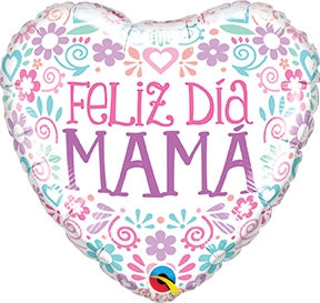 18 inch Feliz Dia Mama Pastel Colors Foil Balloon