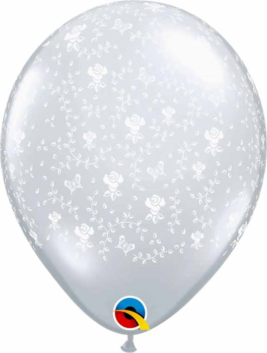 11 inch FLOWERS A-Round DIAMOND CLEAR latex balloon