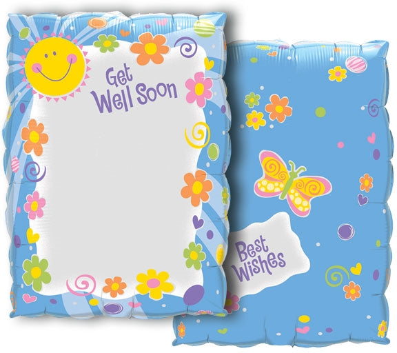 30 pulgadas JW Get Well Soon Sun & Flowers (escribir en globo), paquete de 5