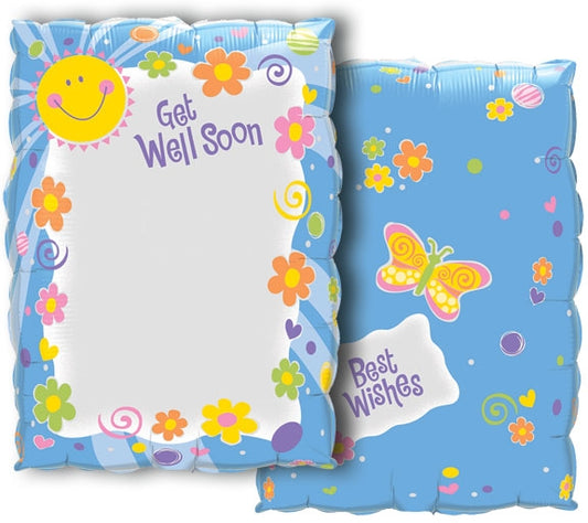 30 pulgadas JW Get Well Soon Sun &amp; Flowers (escribir en globo), paquete de 5