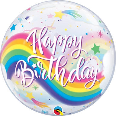 Birthday Rainbow Unicorns Bubble Balloon