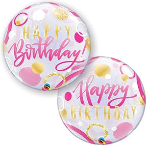 Birthday PINK & GOLD Dots Balloon