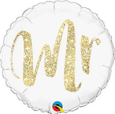 Paquete de globos de aluminio dorado Mr. Glitter de 18 pulgadas