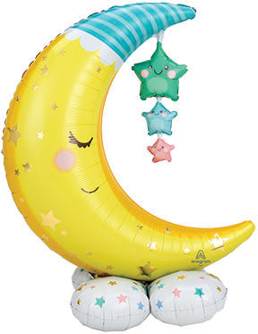 Paquete de globos múltiples AirLoonz Moon & Stars de 55 pulgadas