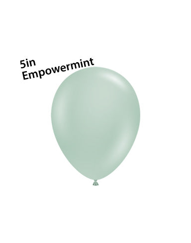 Globos redondos TufTex Empower-Mint de 5 pulgadas, bolsa de 50