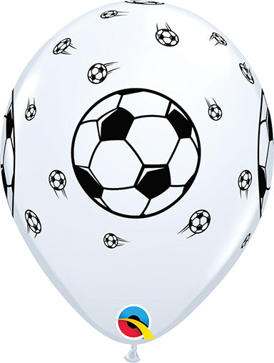 Bolsa blanca Qualatex Soccer de 11 pulgadas de 50