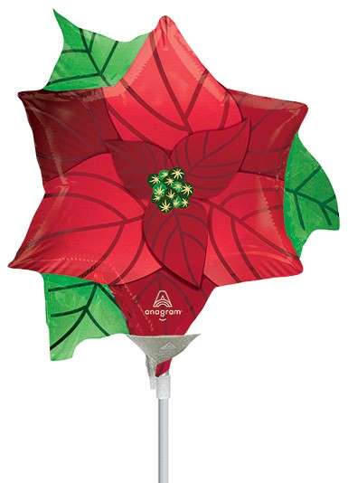 Poinsettia con infusión de satén de 14.0 in – Globo de aluminio con forma mini, paquete de 10