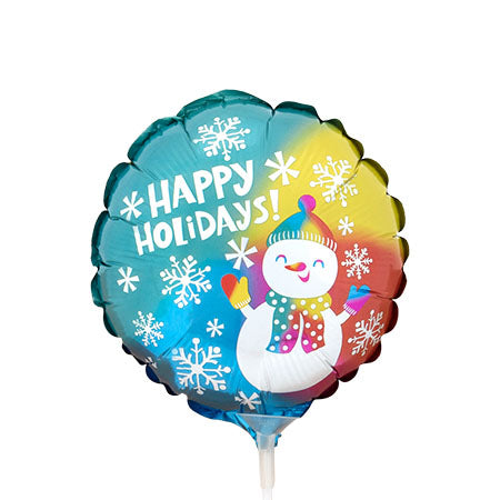 Globo de aluminio satinado Happy Holidays de 9 pulgadas con forma de muñeco de nieve, paquete de 25