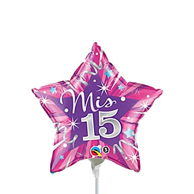 Globo de aluminio Qualatex Mis15 de 9 pulgadas, color rosa intenso, con forma de estrella, paquete de 25