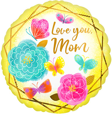 Adornos dorados Love You MOM de 18 pulgadas, paquete de 10