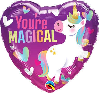 Paquete de globos de aluminio con forma de corazón de unicornio mágico de 18 pulgadas