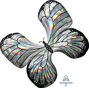 Globo de aluminio de mariposa iridiscente de 30 pulgadas - Paquete holográfico