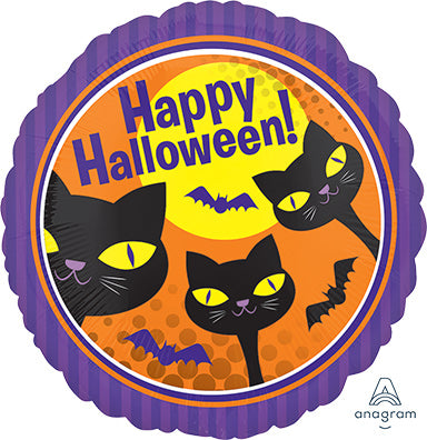 Globos de aluminio redondos Happy Halloween Cats de 18 pulgadas, paquete de 10