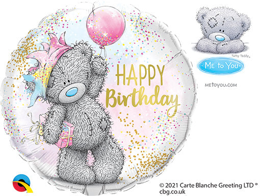 Paquete de globos de cumpleaños Tatty Teddy de 18 pulgadas - Globo de aluminio redondo