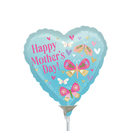 Globos de aluminio con forma de corazón, mariposas felices del día de la madre, 9 pulgadas, paquete de 25