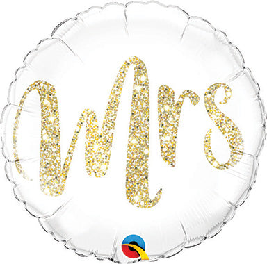 Paquete de globos de aluminio dorado Mrs. Glitter de 18 pulgadas