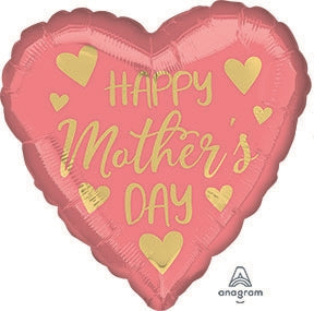 VLP Happy Mother's Day Pink - Globo de aluminio con forma de corazón, 18.0 in, paquete de 10