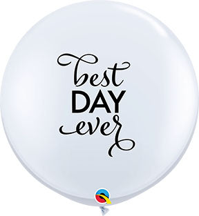 Globo de látex redondo Qualatex Simply Best Day Ever de 3 pies, bolsa de 2