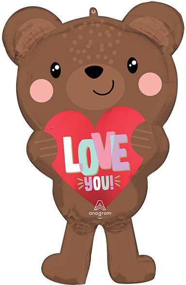 Paquete de globos de aluminio satinado Love Bear SuperShape de 30 pulgadas