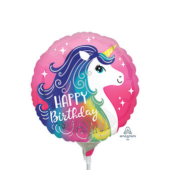 Feliz cumpleaños de unicornio rosa de 9 pulgadas, paquete de 25