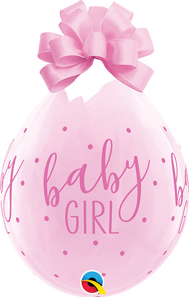 Bolsa de 25 globos de relleno Qualatex Round Baby Girl Dots DIAMOND CLEAR de 18 pulgadas