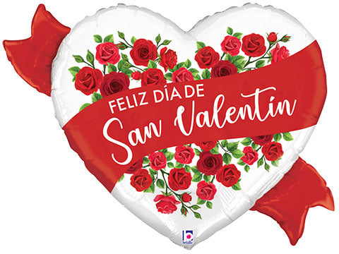 Paquete Satén Rojo Rosas San Valentin 29 pulgadas - Globo Aluminio