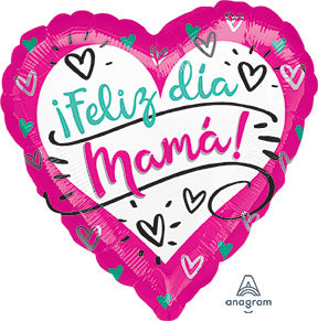 Corazones Feliz Dia Mama de 18 pulgadas, paquete de 10