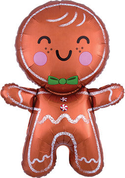 Paquete de globos de aluminio Happy Gingerbread Man de 31 pulgadas