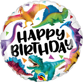 Paquete de globos de aluminio de dinosaurios coloridos de cumpleaños de 18 pulgadas