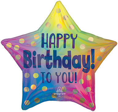 18 pulgadas Happy Birthday To You Gold Dots - Paquete de globos holográficos con forma de estrella