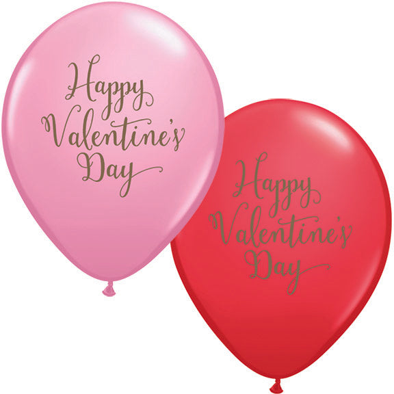 Bolsa Qualatex Happy Valentine's Day Script de 11 pulgadas con 50 unidades