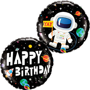 Paquete de globos metalizados de astronauta de cumpleaños de 18 pulgadas