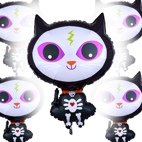 Globo de aluminio con forma de Skelly Kitty Junior de 23 pulgadas, paquete de 5