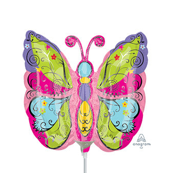 Mariposa de jardín caprichosa de 14.0 in – Globo de aluminio con forma mini, paquete de 10