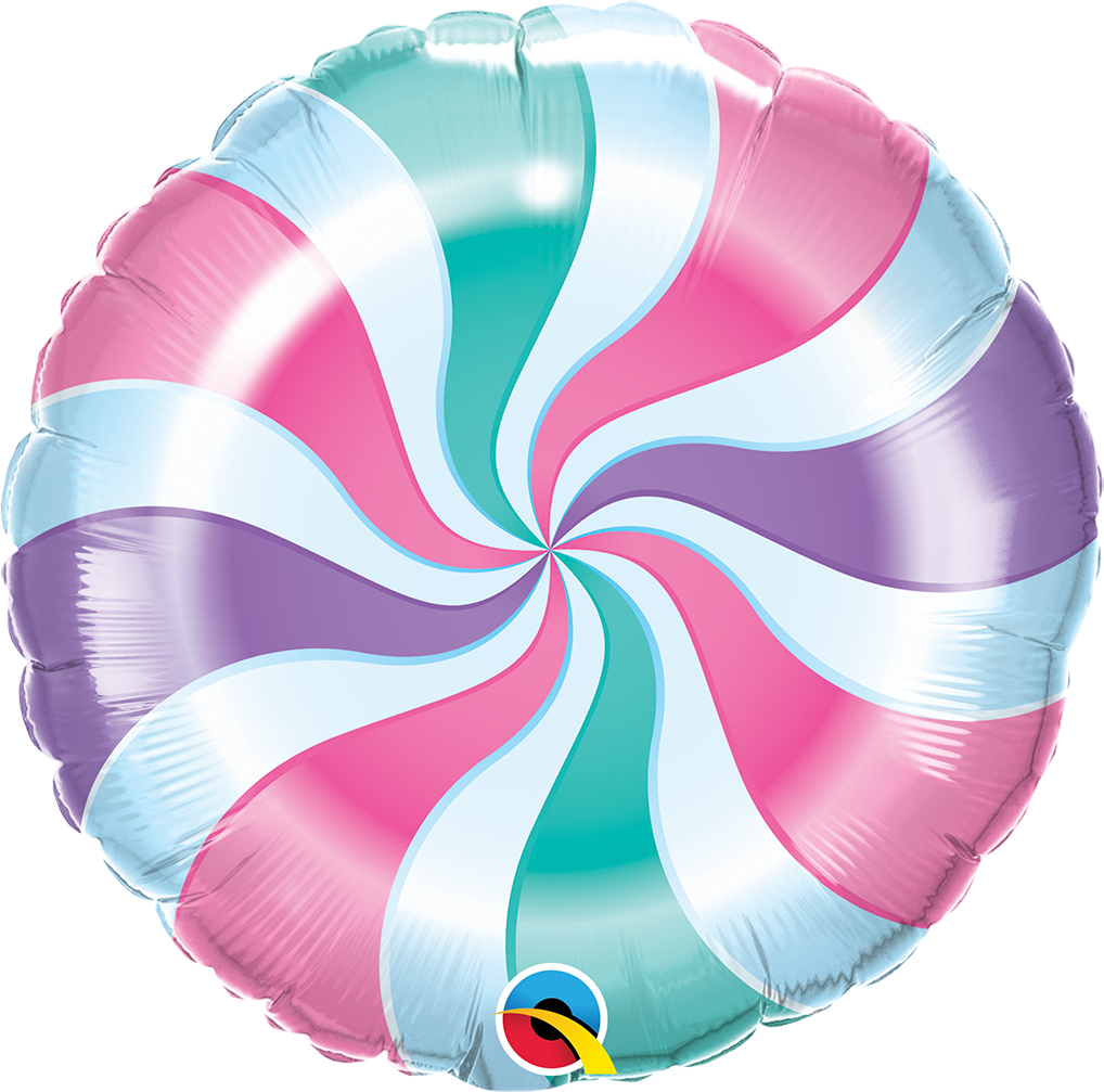 Paquete Candy Pastel Swirl de 18 pulgadas - Globo de aluminio redondo