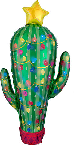 Paquete de globos de aluminio con forma de cactus navideño de 40 pulgadas