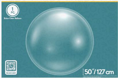 50in BOBO - Clear Vinyl Balloon - IRP - **NO VALVE**