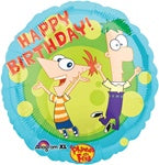 Globo de aluminio de feliz cumpleaños de Disney PHINEAS y FERB de 18 pulgadas