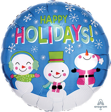 Globo de aluminio Happy Holidays con muñecos de nieve, 18.0 in, paquete de 20