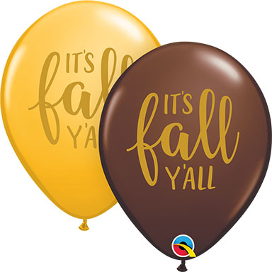 Qualatex Simply It's Fall Y'all de 11 pulgadas, chocolate y vara de oro en globos redondos de látex, bolsa de 50