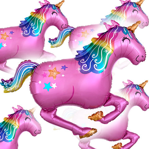 Unicornio rosa de 39 pulgadas – Globo de aluminio SuperShape, paquete de 5