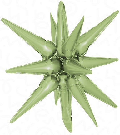 Starburst VERDE OLIVA de 22 pulgadas - Globo de aluminio - IRP - Un punto de inflación