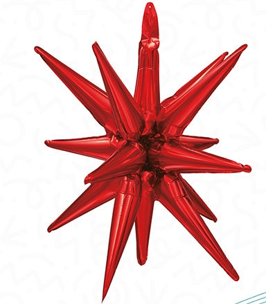 Starburst ROJO de 22 pulgadas - Globo de aluminio - IRP - Un punto de inflación